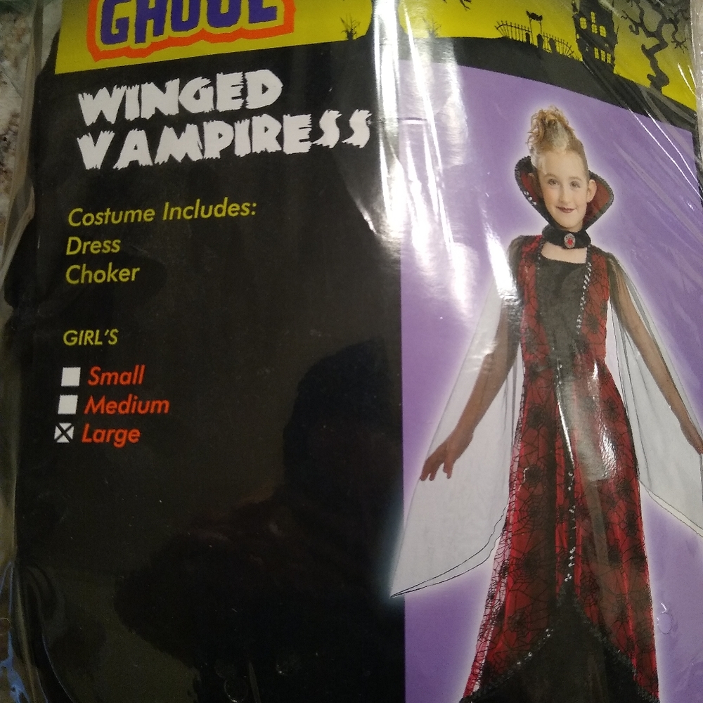 HALLOWEEN Winged Vampiress Girls Costume Size L